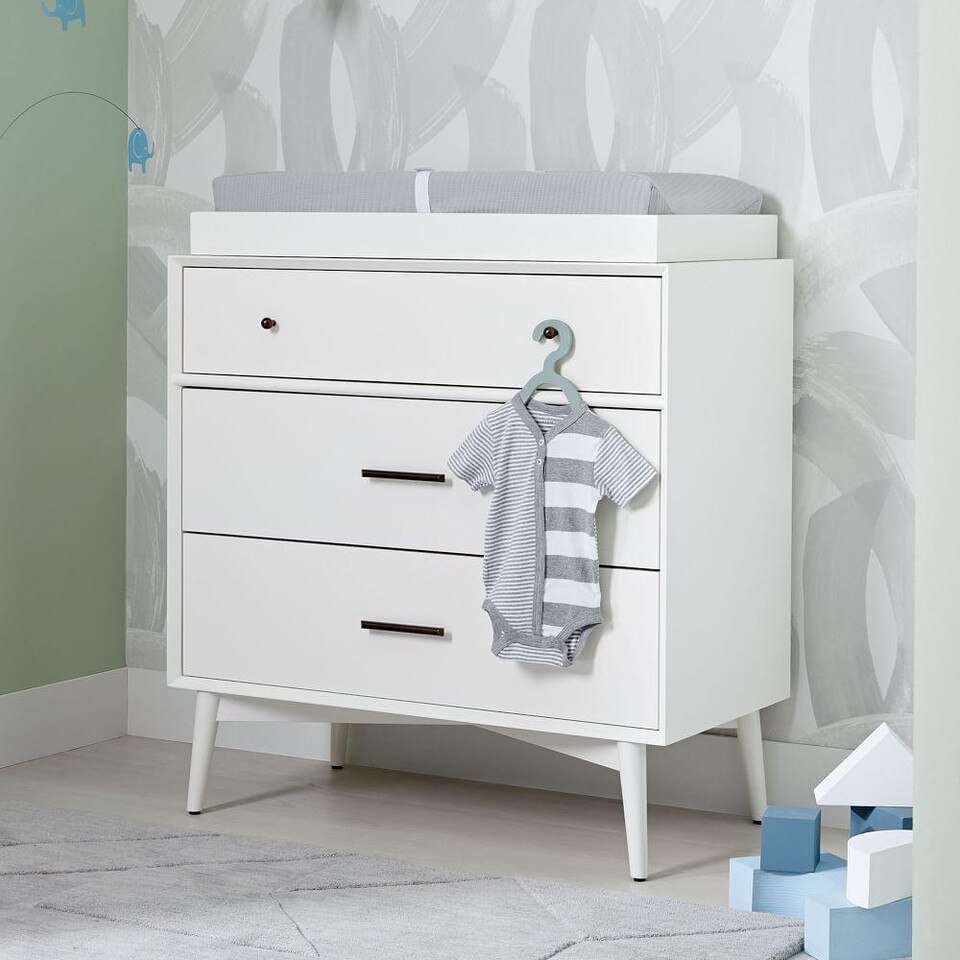 MidCentury 3Drawer Changing Table White West Elm UK